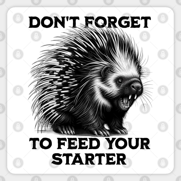 Funny Feral Porcupine Sourdough Starter Bread Maker design Sticker by Luxinda